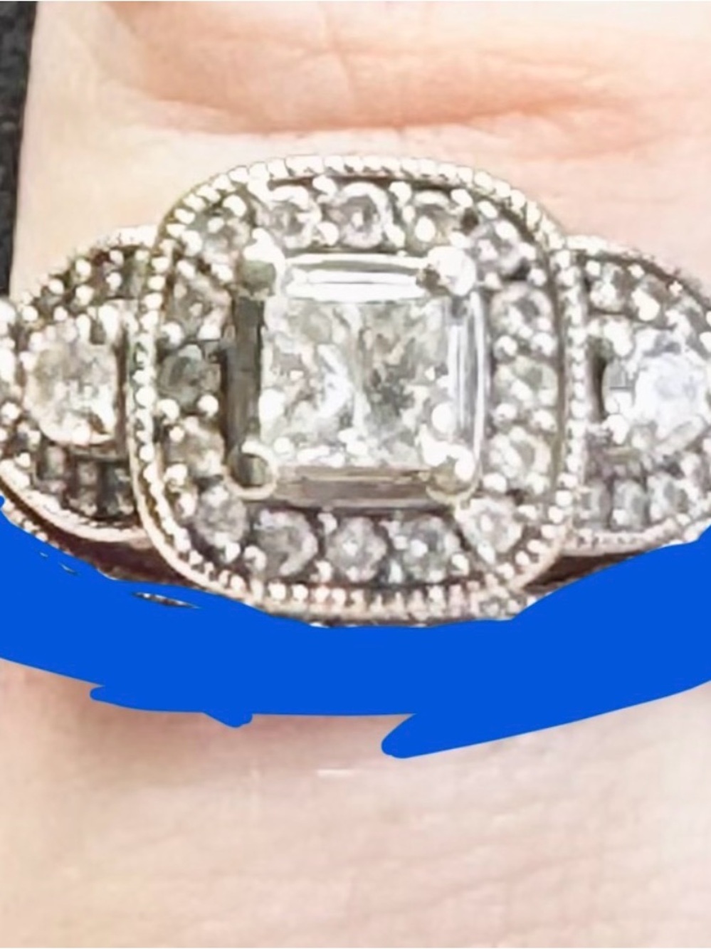 Zales White Gold Halo Square-Center Diamond Ring - Women Jewelry